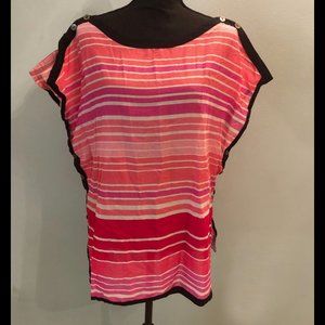 Loft Pink/Red/White Striped Beach Top